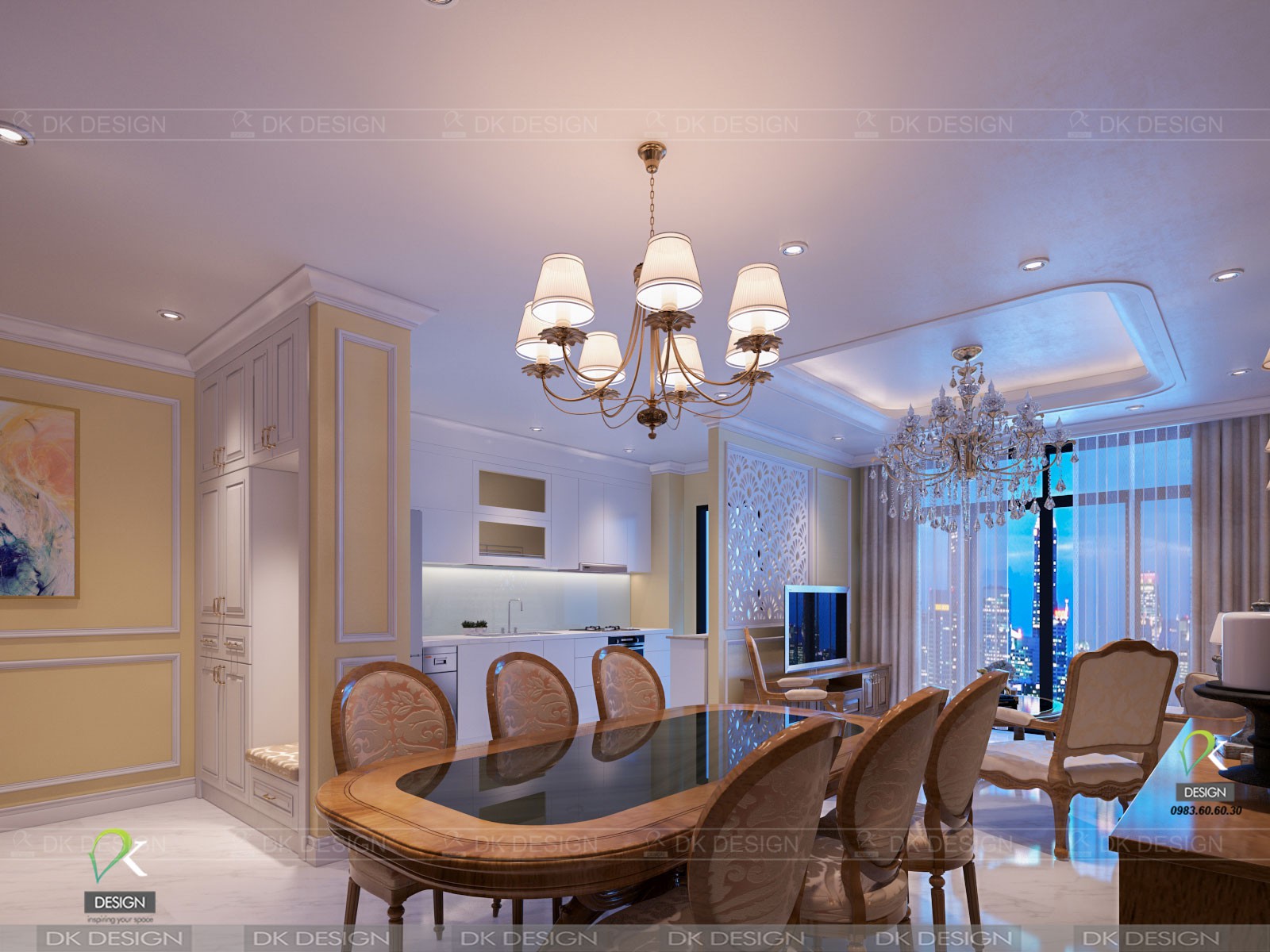 nội thất tân cổ điển căn hộ Penhouse