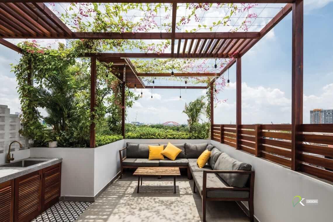 Một thiết kế ấn tượng kết hợp với bộ bàn ghế nhỏ tạo ra một không gian rất “ chill” để thư giãn